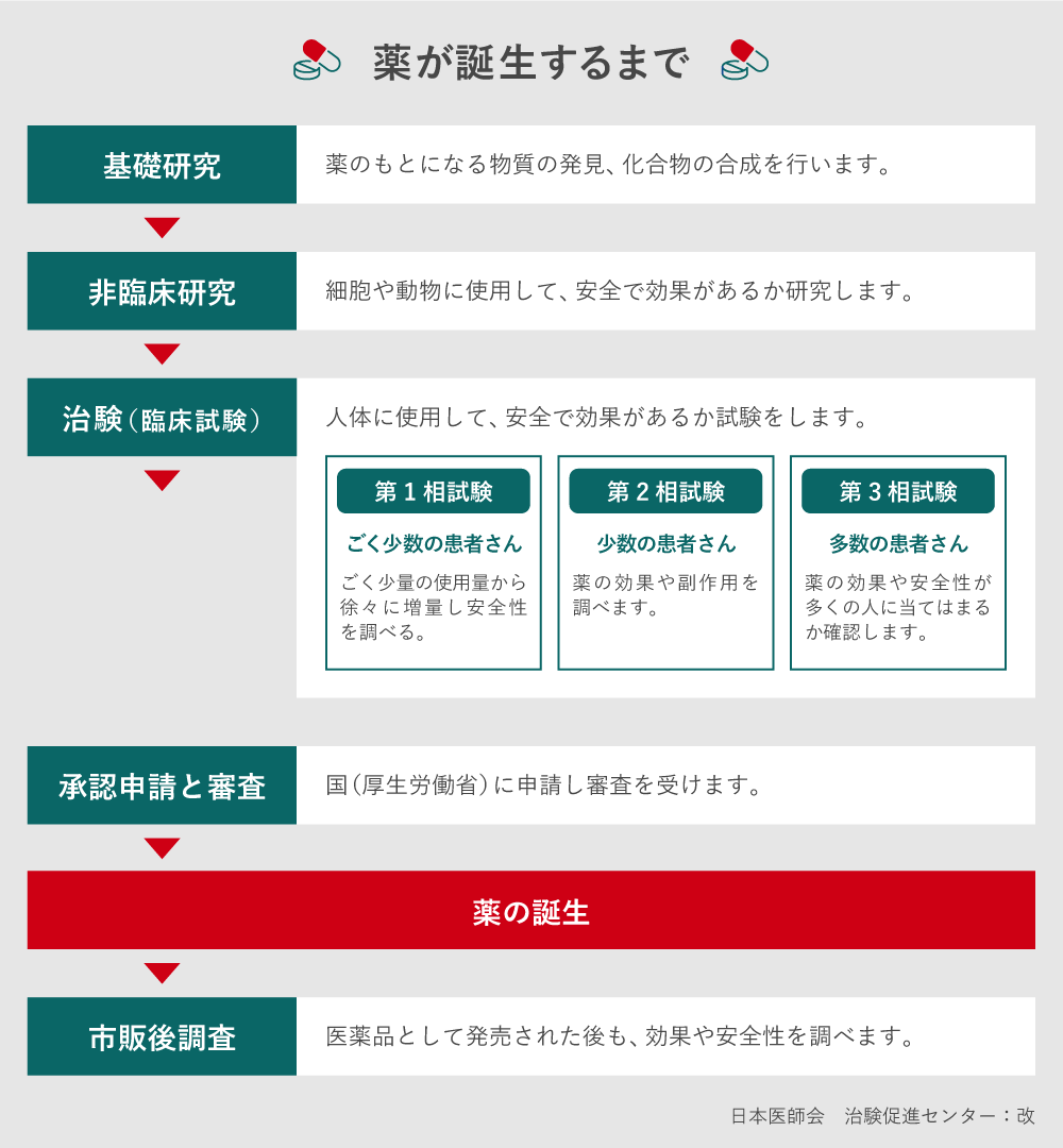 薬が誕生するまでの図